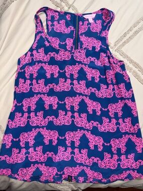 Lilly Pulitzer Blue Dress with Hot Pink Elephant Print